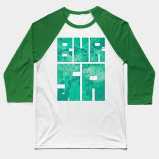 Bursa, Turkey City Map Typography - Watercolor Baseball T-Shirt